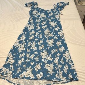Floral Blue and White Dress